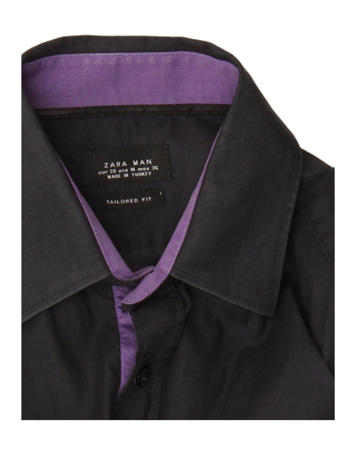 Zara Chemise Coupe Ajustée Homme EU 38 Bleu Marine Moyen