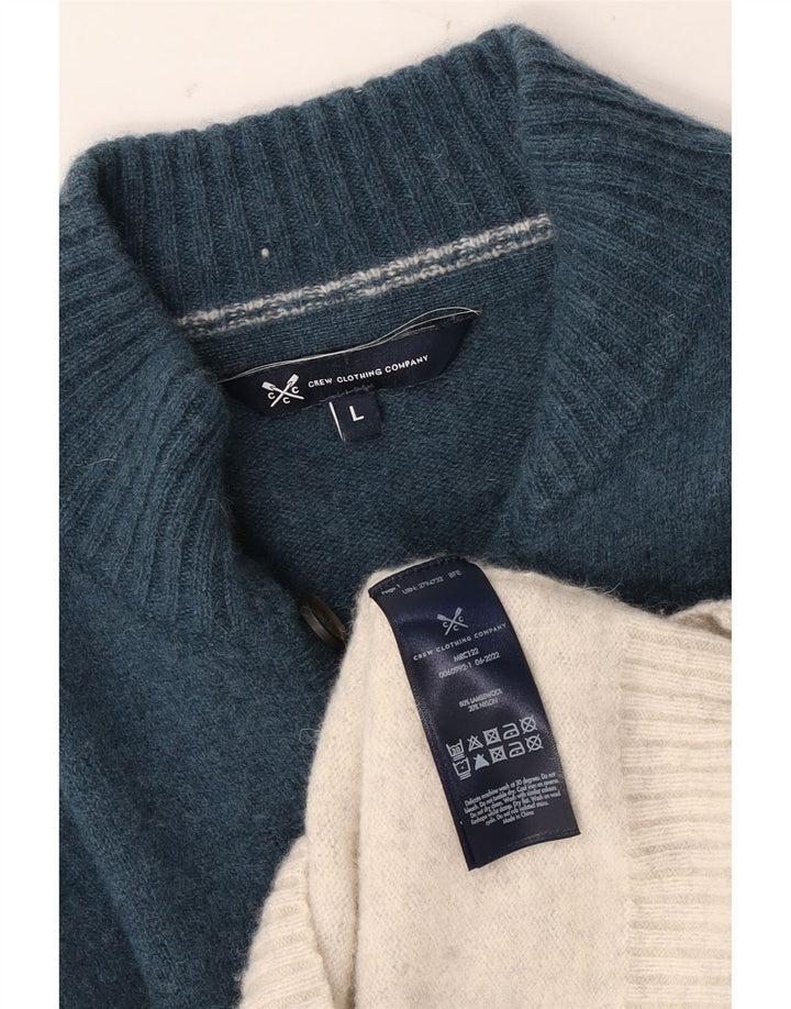 CREW CLOTHING Pull à col boutonné pour homme Taille L Bleu Fair Isle