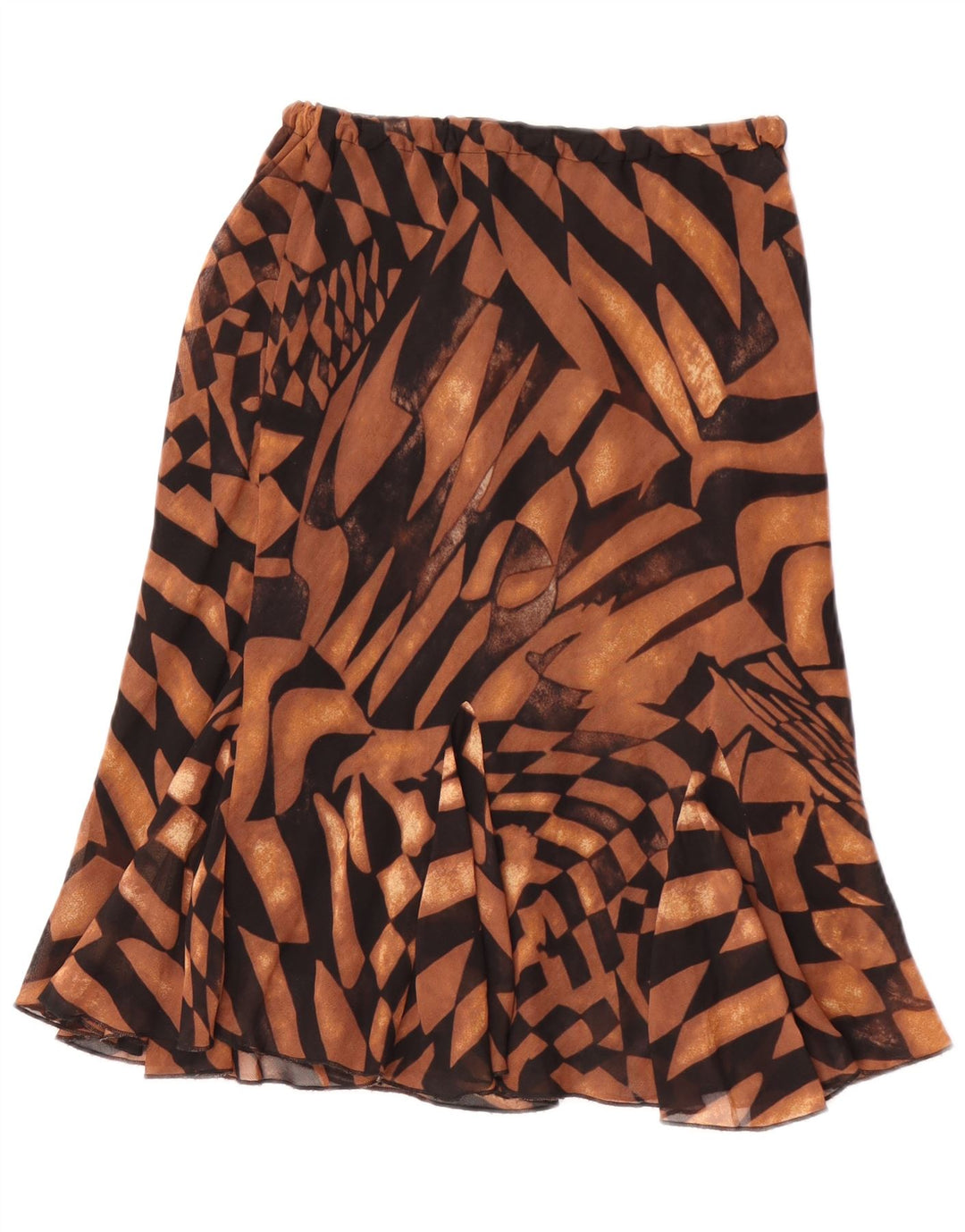 vintage Femme A-Line Jupe W26 Petit Marron Géométrique