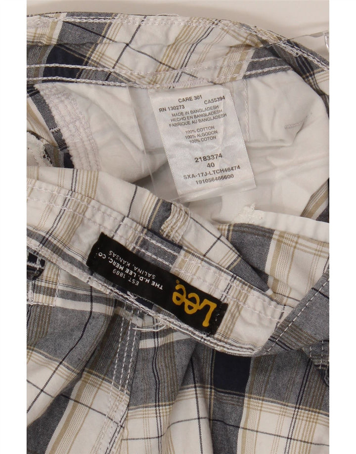 Lee Short Cargo Homme W40 XL Coton à Carreaux Blanc