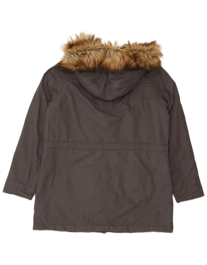 Benetton Parka à capuche pour femme UK 40 Large Gris Coton