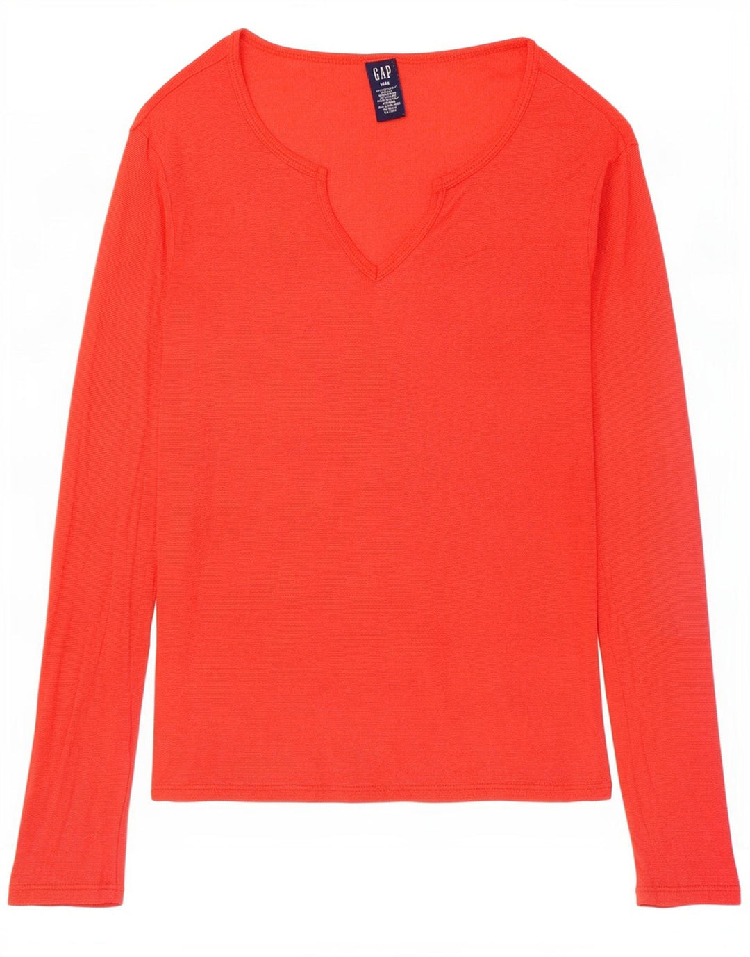 Gap Haut Femme Manches Longues UK 12 Coton Orange Moyen
