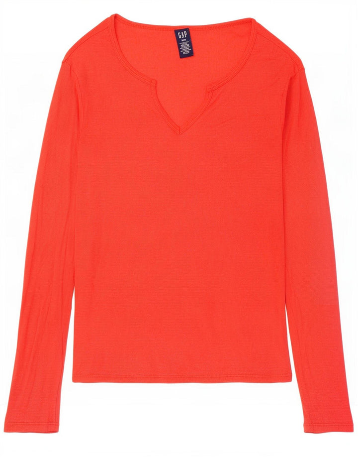 Gap Haut Femme Manches Longues UK 12 Coton Orange Moyen