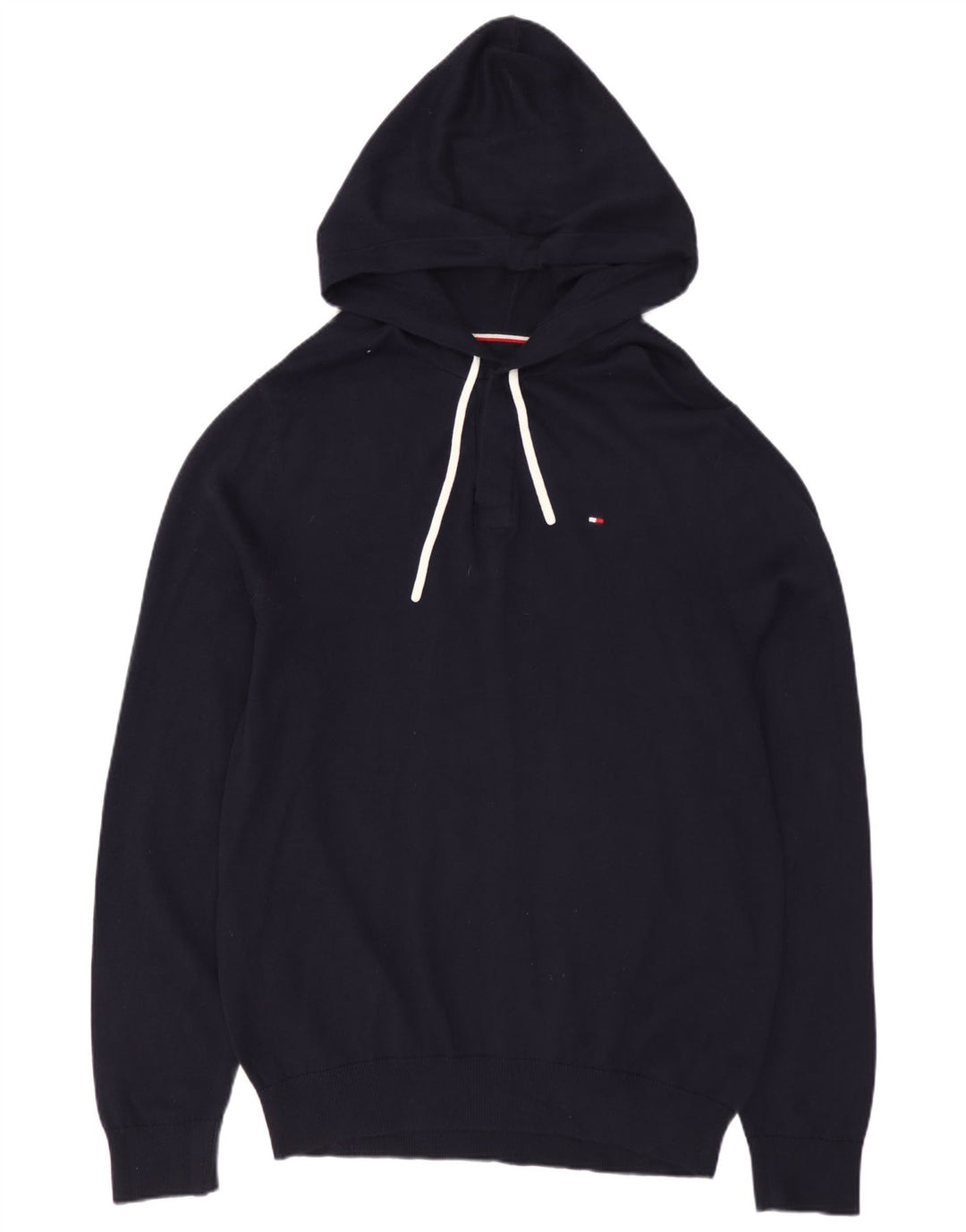 Tommy Hilfiger Pull à capuche boutonné pour homme en coton bleu marine moyen
