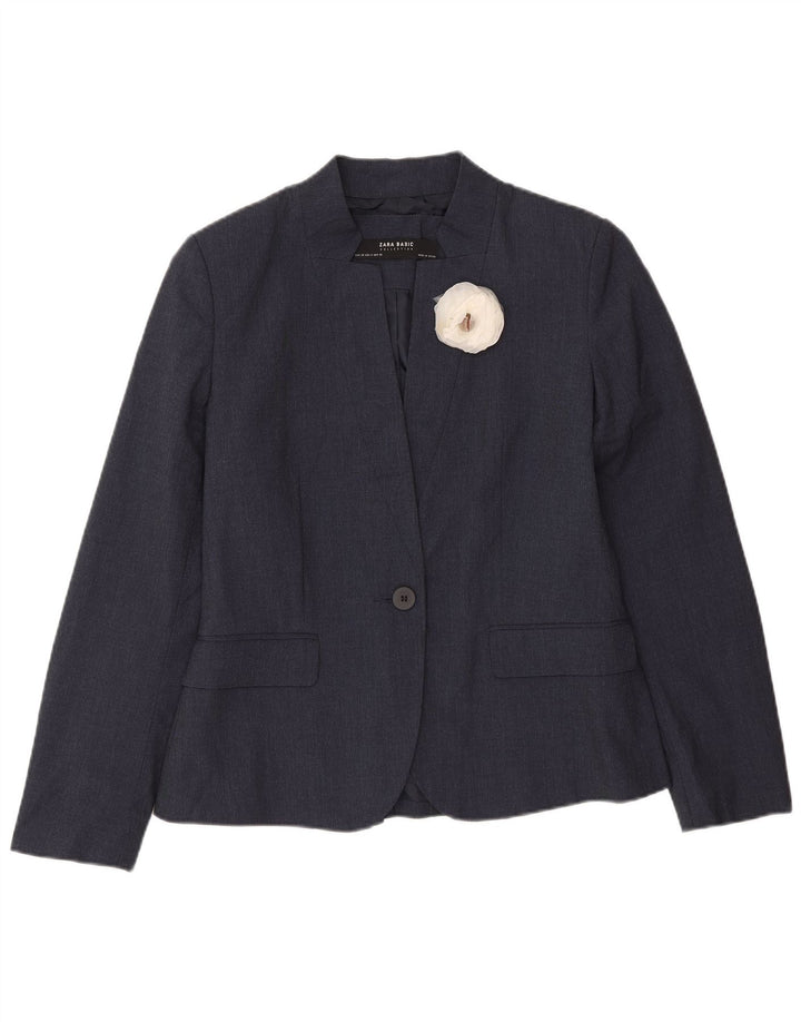 Zara Veste Blazer 1 Bouton Femme EU 38 Petit Bleu Marine Polyester