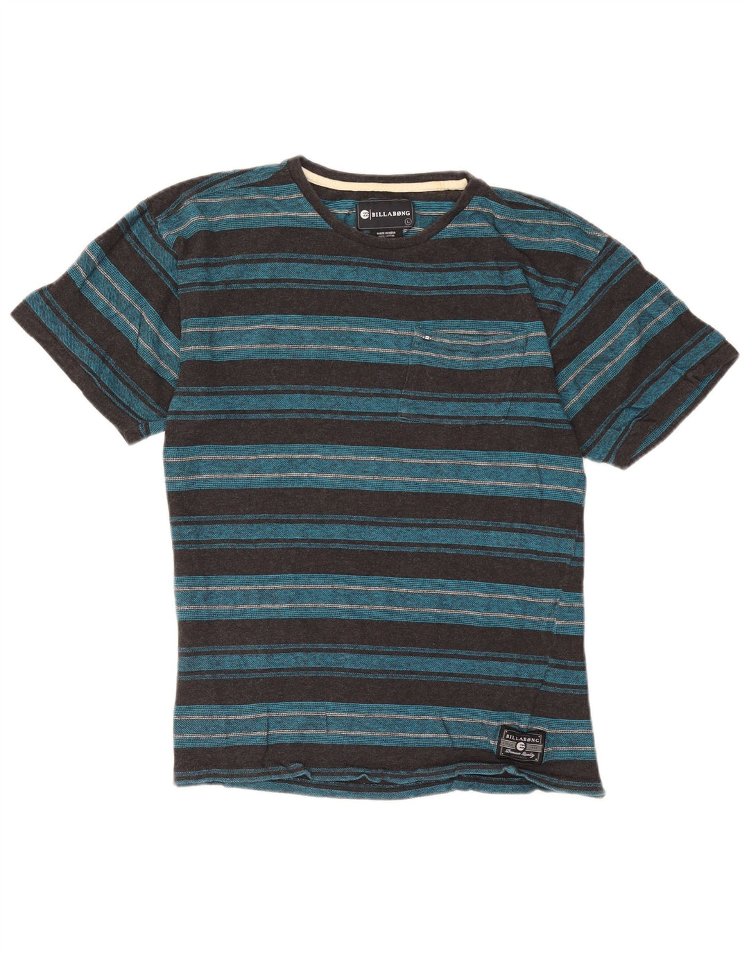 Billabong T-Shirt Homme Top Large Bleu Rayé Coton