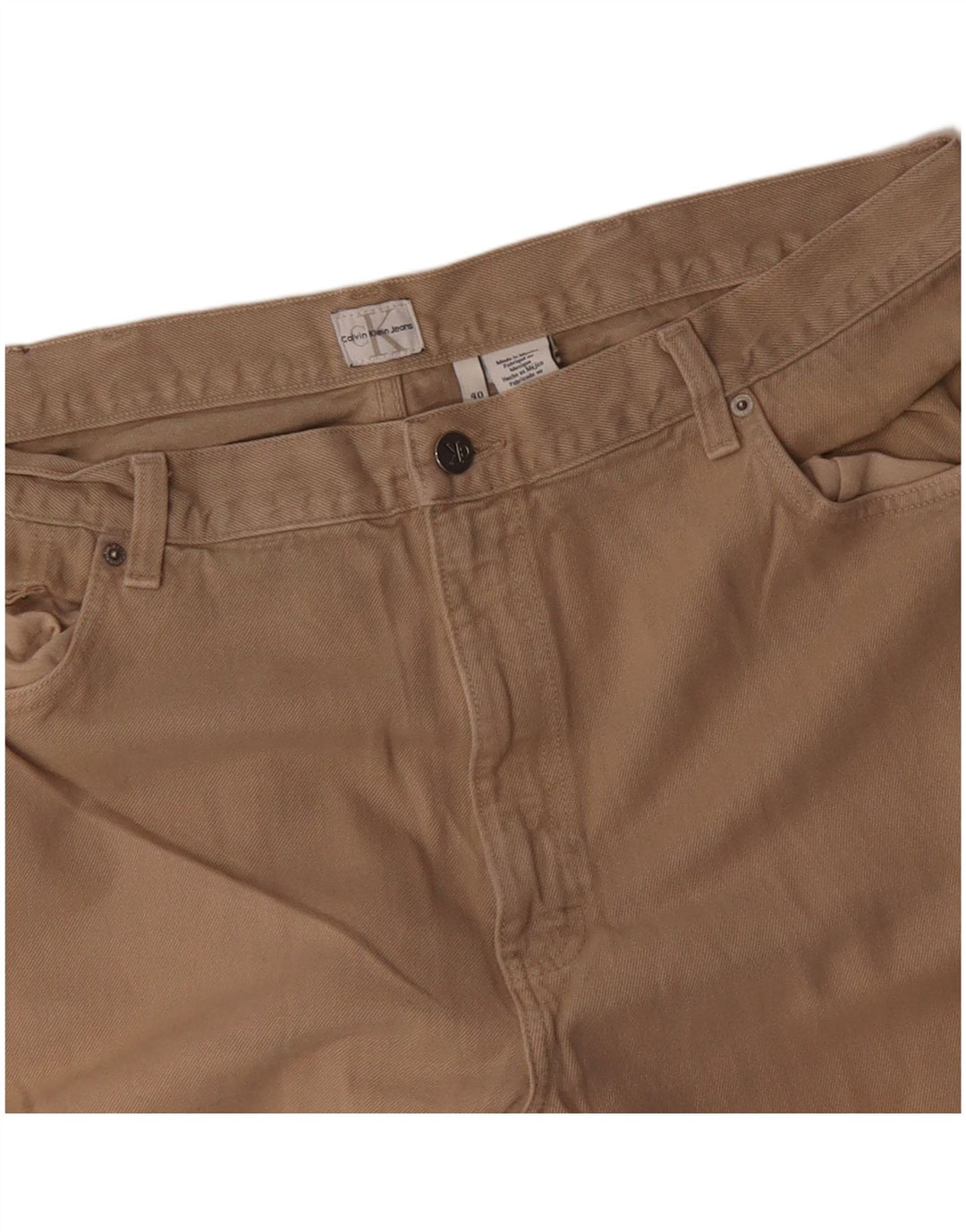 CALVIN KLEIN Pantalon décontracté droit pour homme W40 L30 Beige Coton