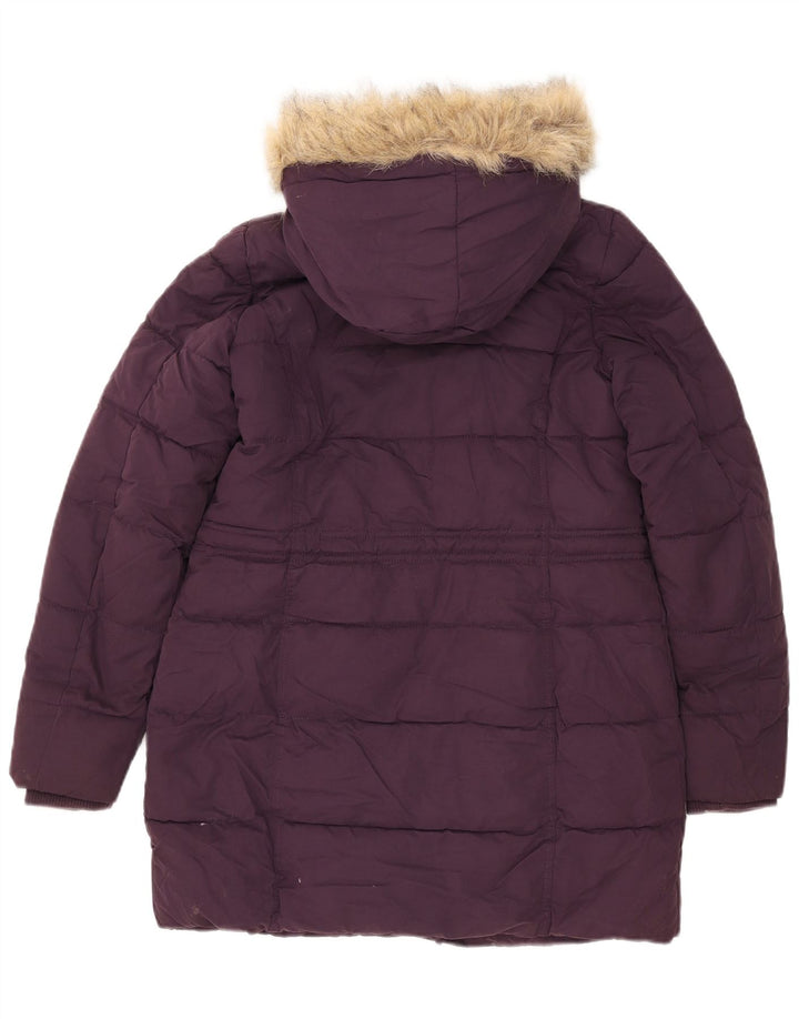 Fat Face Manteau rembourré à capuche pour femme UK 8 Small Violet Polyester