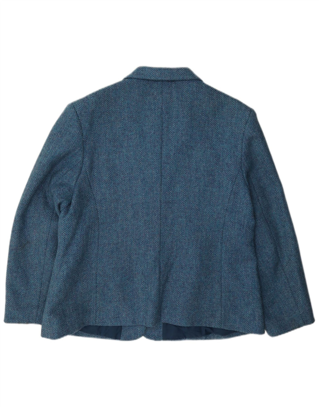 Dunedin Veste Blazer 2 Boutons pour Femme UK 22 3XL Laine à Chevrons Bleu
