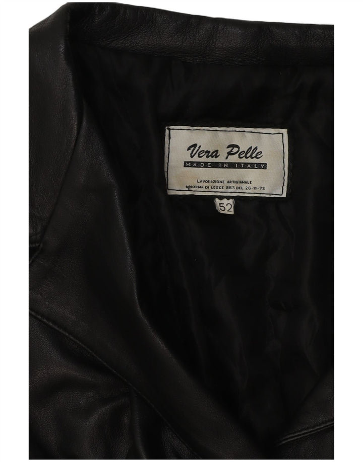 veste en cuir femme vintage IT 52 2XL Noir