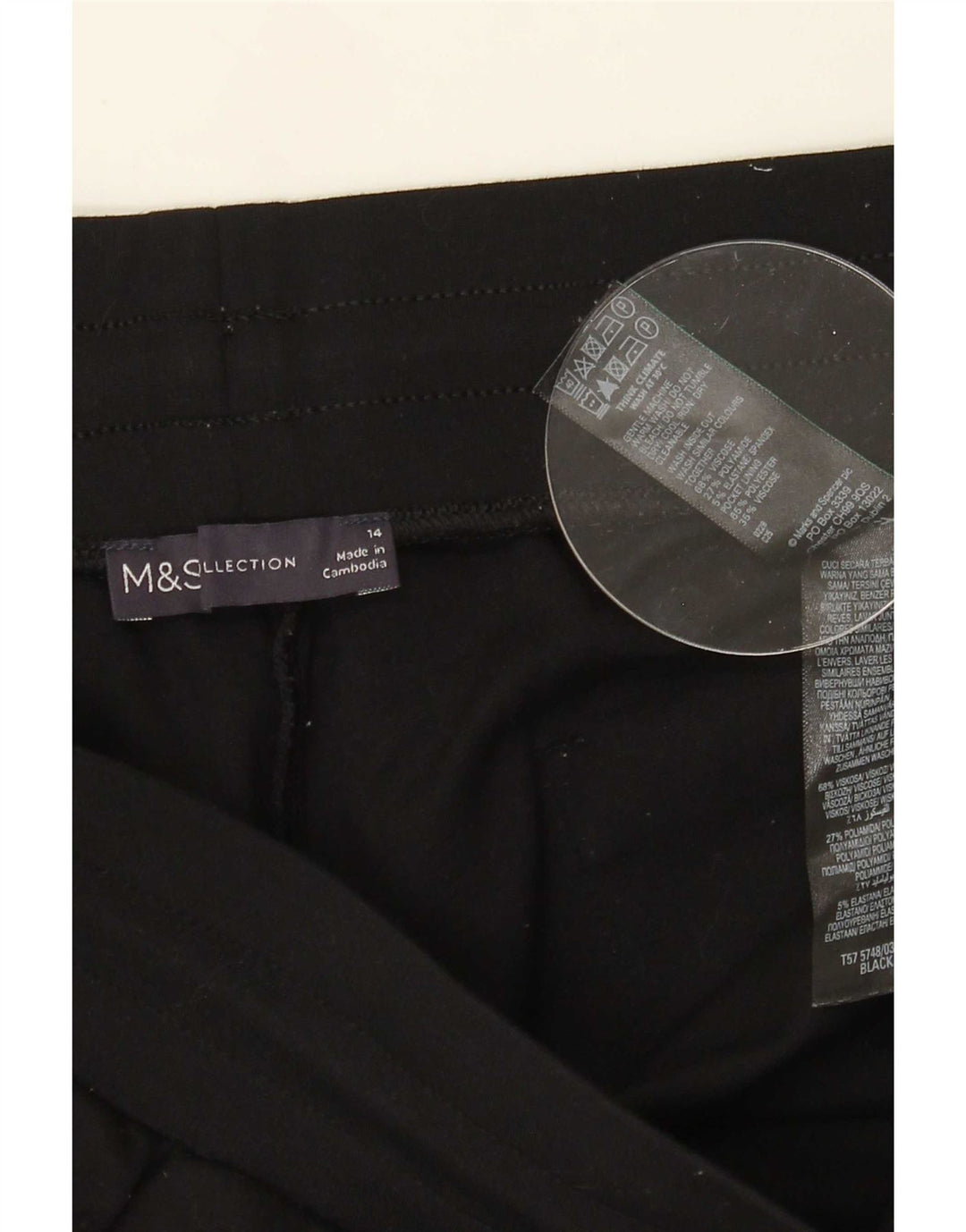 Marks & Spencer Pantalon de survêtement cargo pour femme UK 14 Large Noir Viscose