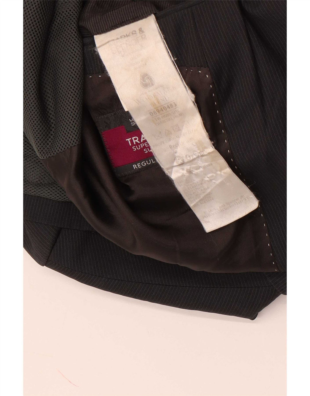 Marks & Spencer Veste blazer à 2 boutons pour homme UK 40 Gris moyen à fines rayures