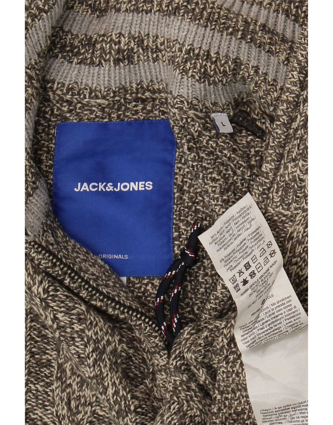 Jack & Jones Pull à col zippé pour homme, grand, gris, acrylique moucheté