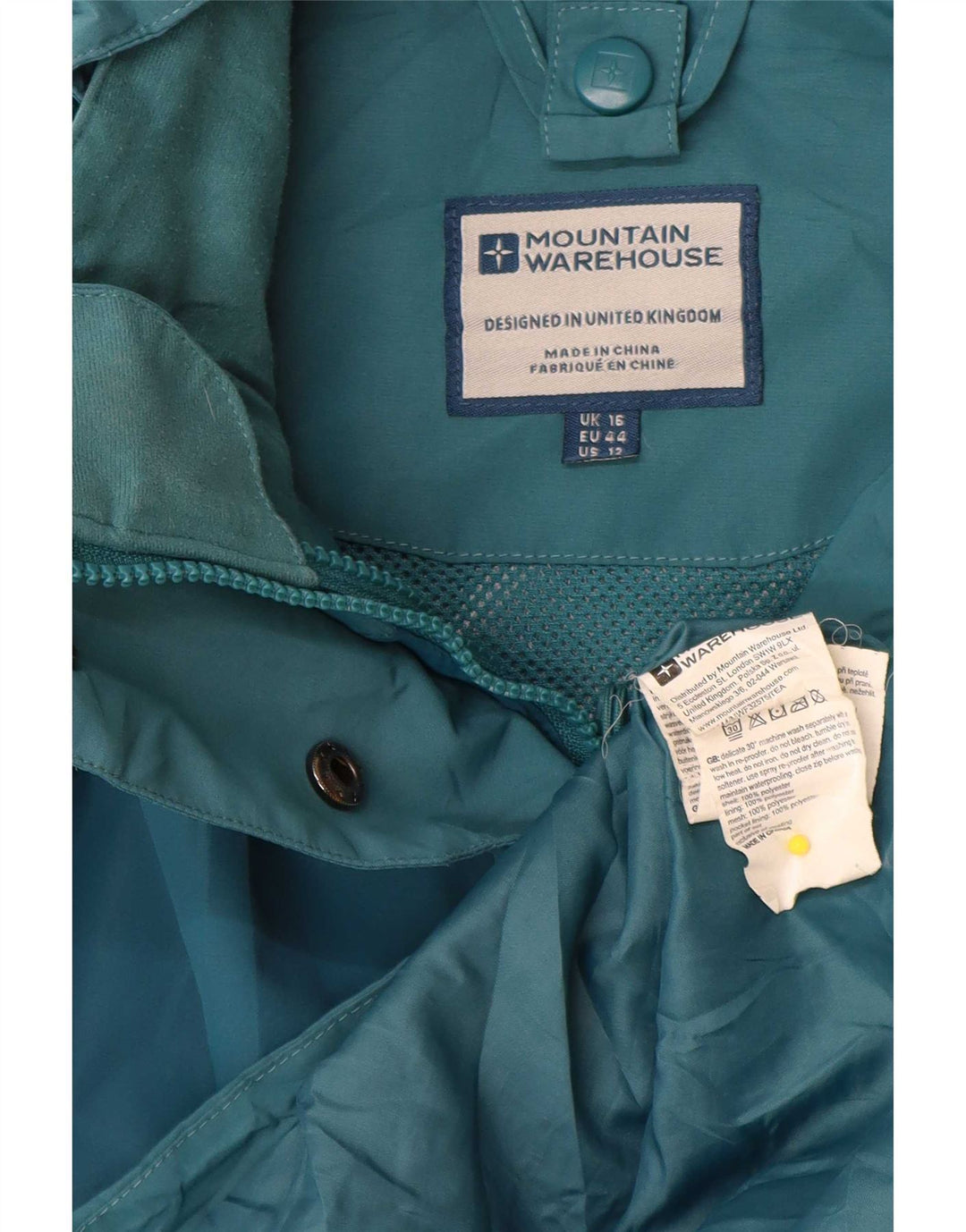 Mountain Warehouse Veste de pluie à capuche pour femme UK 16 Large Bleu Polyester