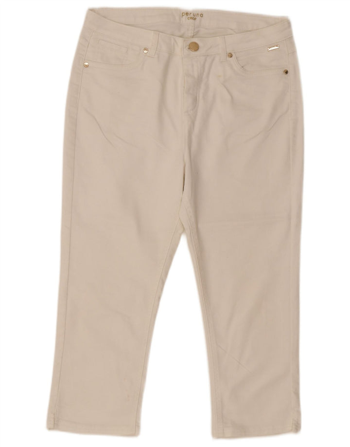 Marks & Spencer Pantalon court Per Una pour femme UK 14 Large W32 L21 Blanc