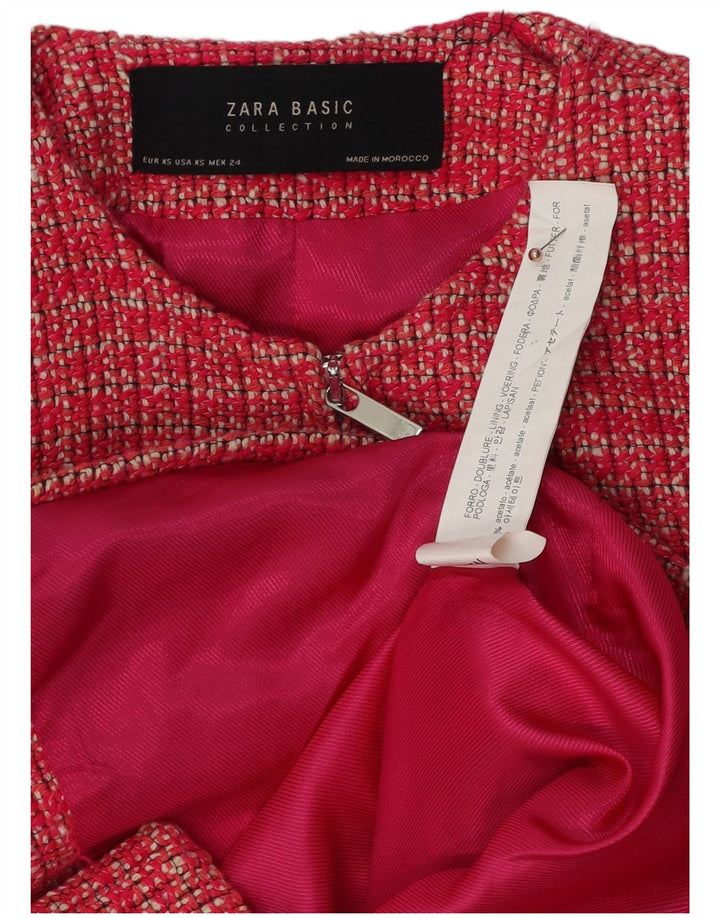 ZARA Womens Overcoat UK 6 XS Pink Flecked Acetate