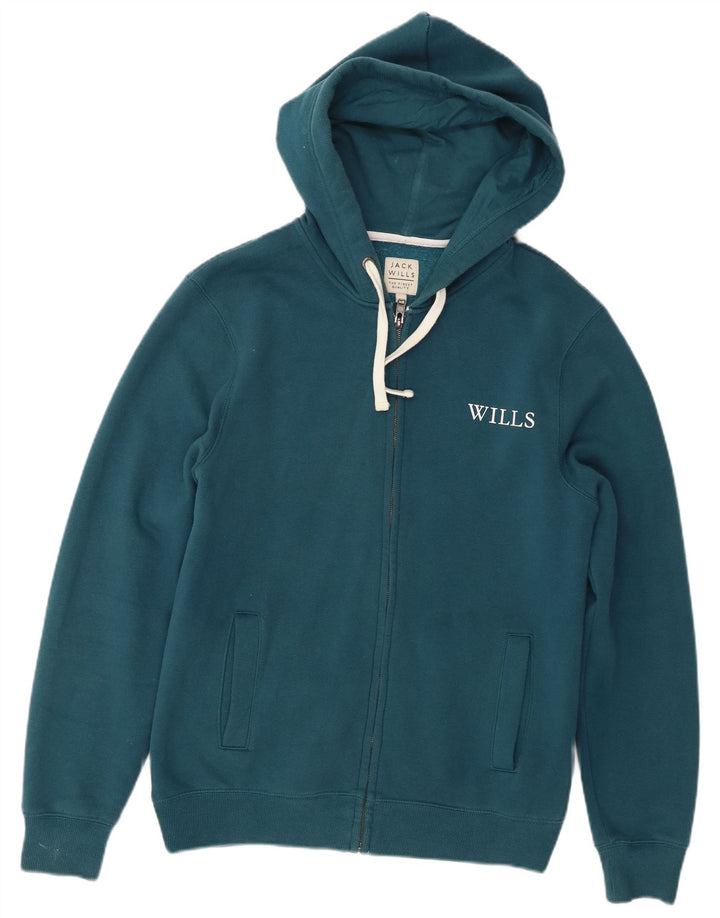 Jack Wills Pull à capuche zippé pour homme en coton turquoise moyen