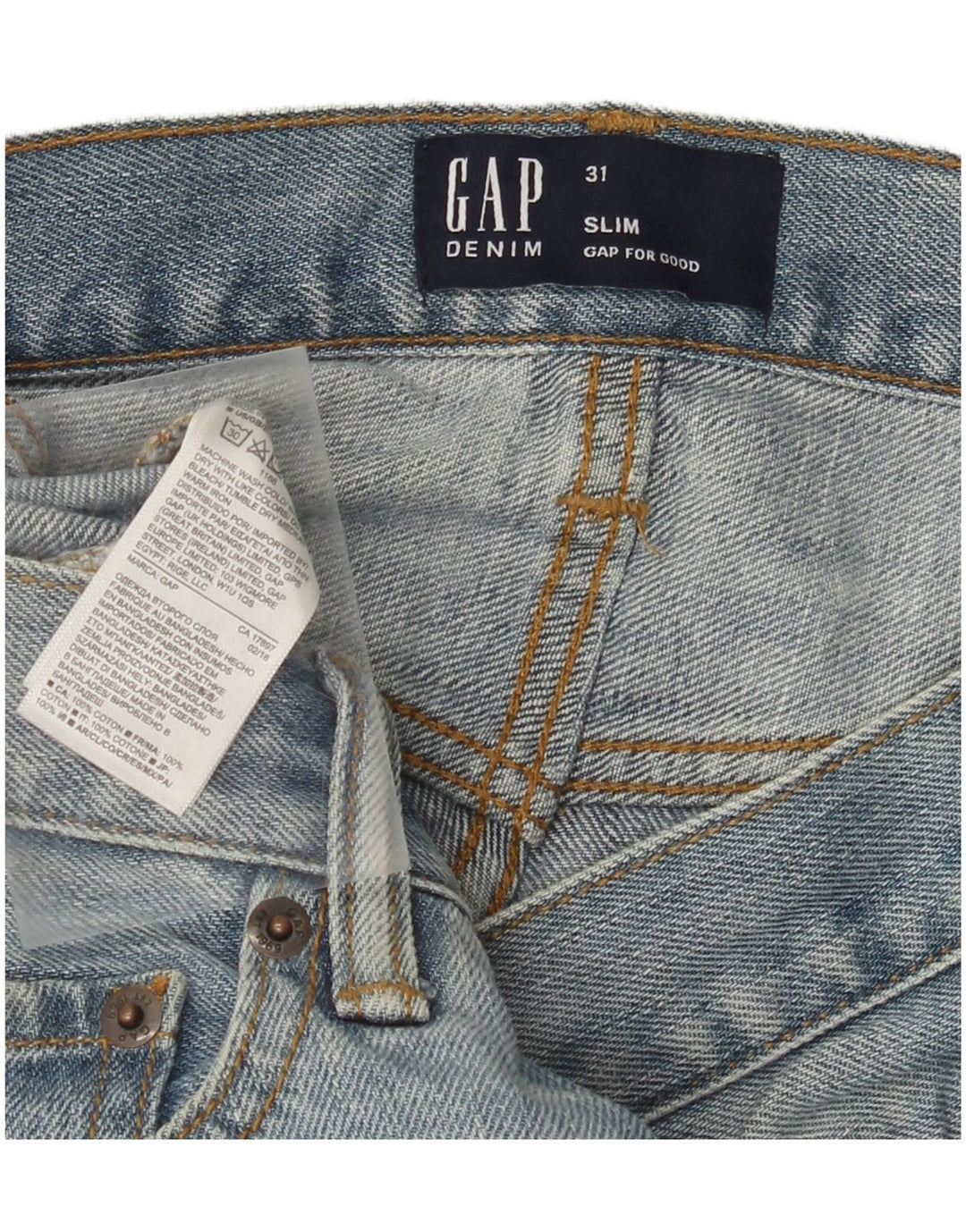 GAP Short en jean slim effet vieilli W31 en coton bleu moyen pour homme