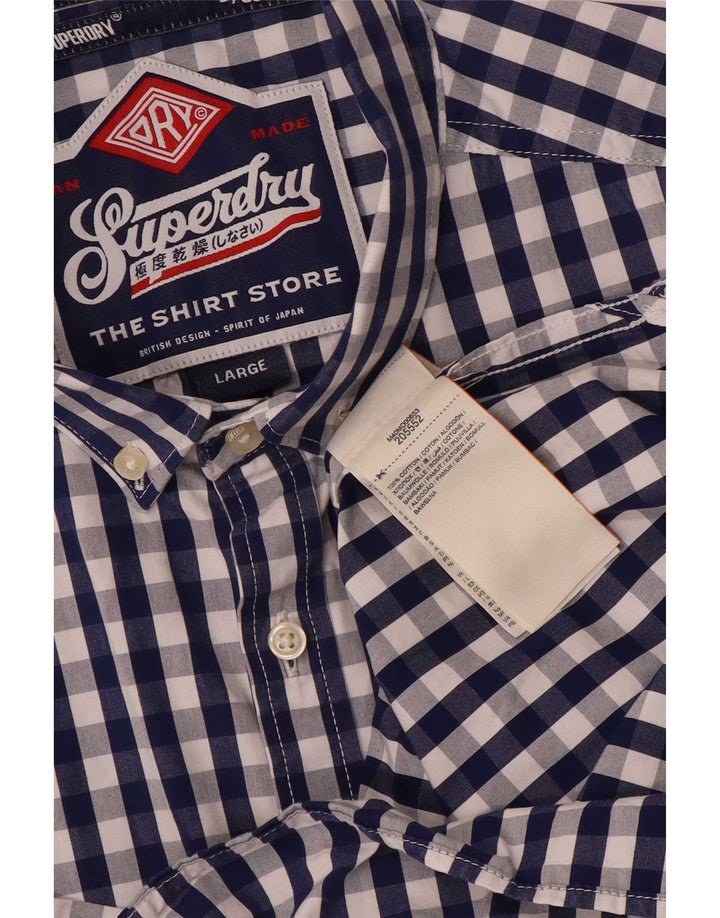 Superdry Chemise Homme Large Bleu Marine Vichy Coton