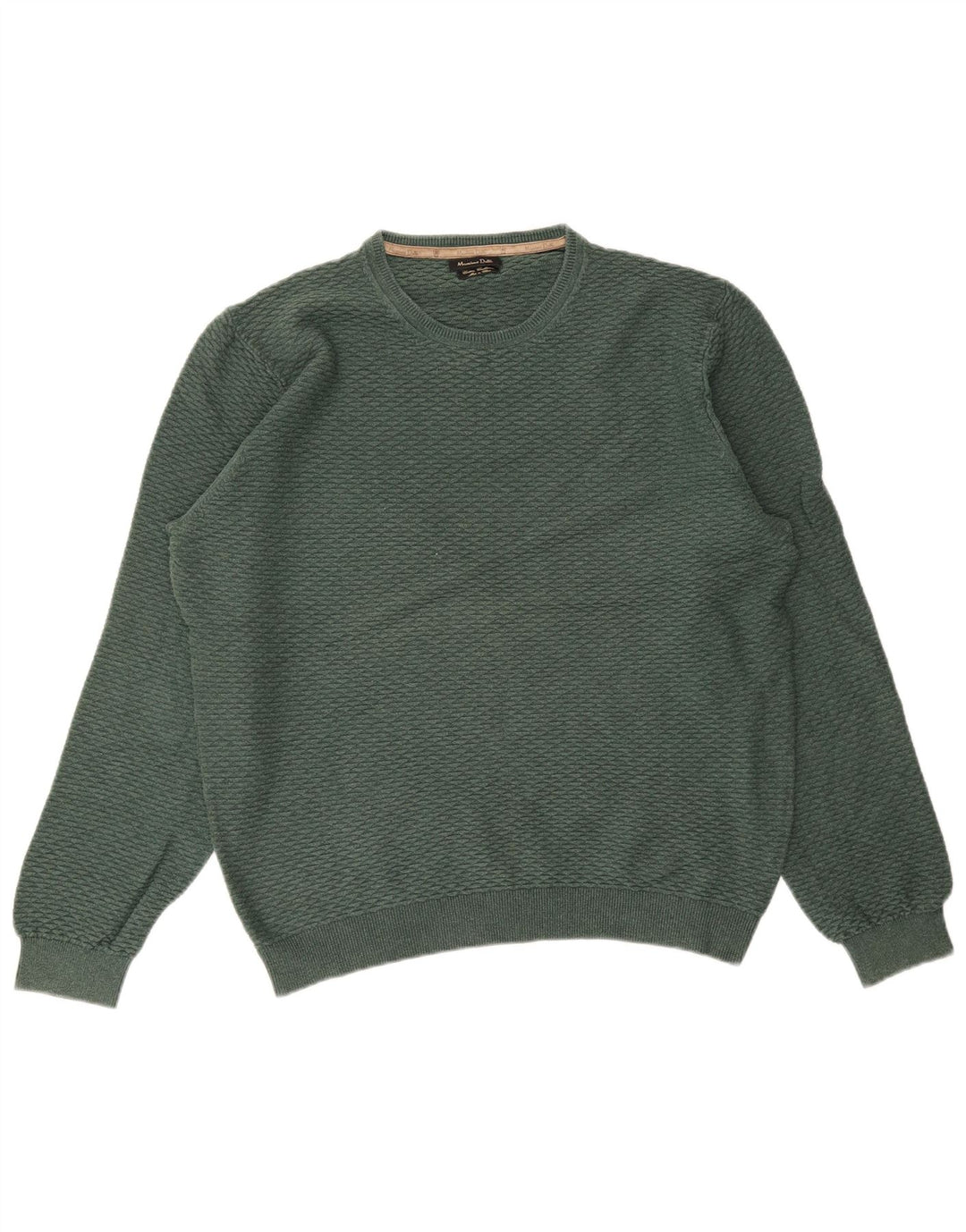 MASSIMO DUTTI Pull col rond homme 2XL vert coton