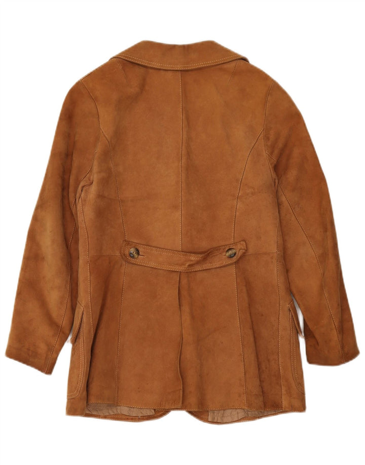 VINTAGE Veste blazer en daim à 3 boutons pour femme IT 42 Marron moyen