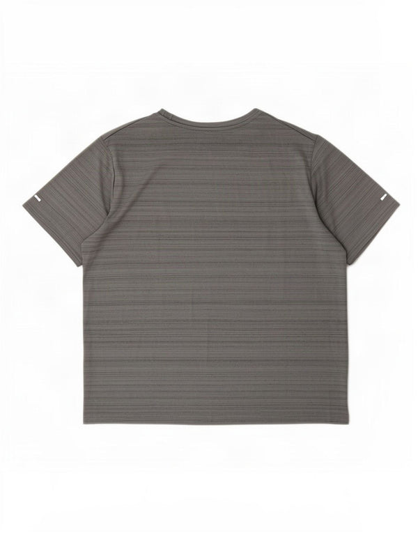 Nike Womens Dri Fit T-Shirt Top UK 14 Gris Moyen Rayé Polyester
