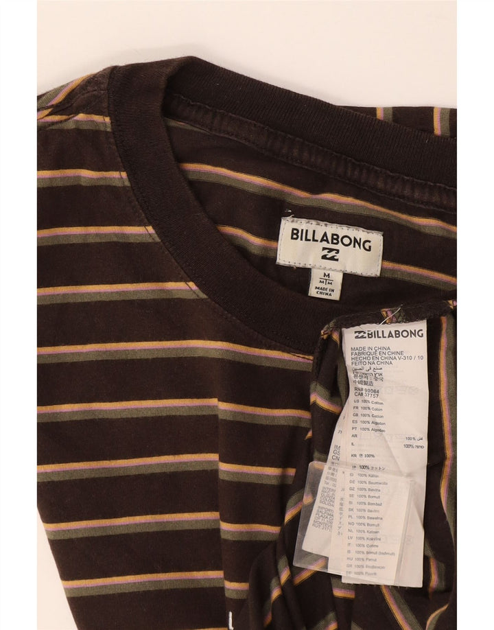 Billabong Homme T-Shirt Top Coton Rayé Marron Moyen