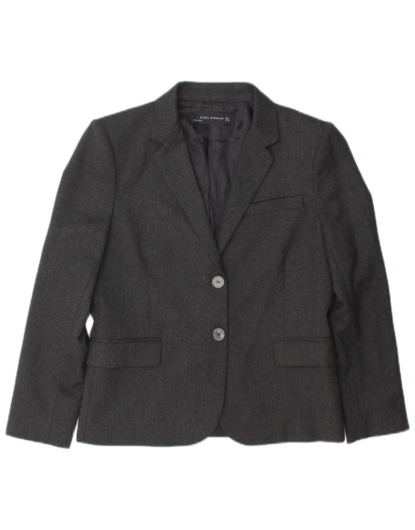 Zara Womens 2 Button Blazer Jacket UK 10 Small Grey
