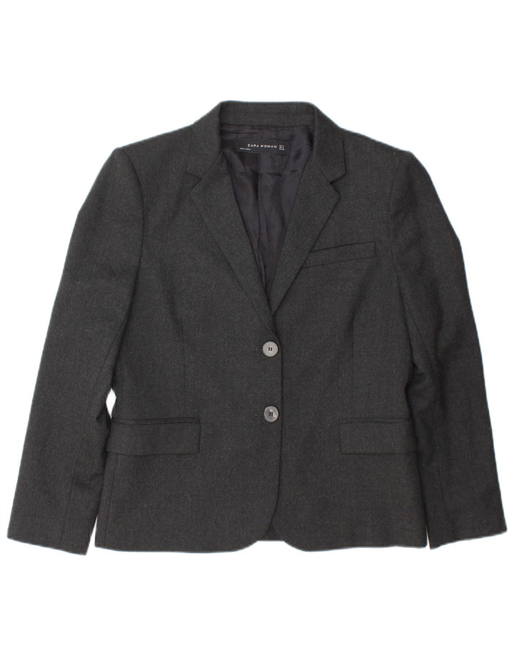 Zara Veste Blazer 2 Boutons Femme UK 10 Petit Gris