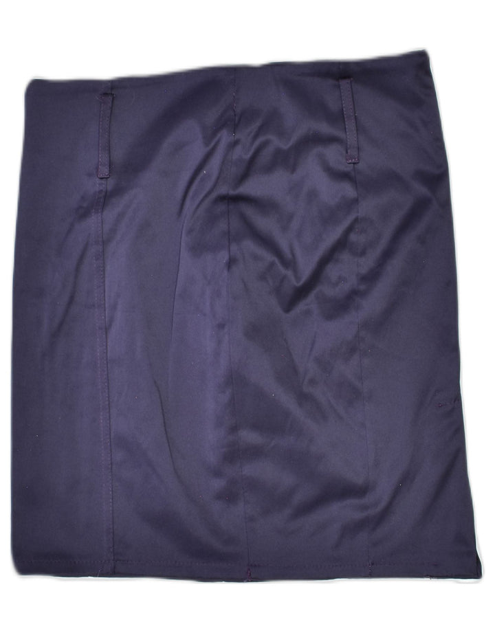 VINTAGE Womens Straight Skirt UK 10 Small W30 Navy Blue Polyester | Vintage | Thrift | Second-Hand | Used Clothing | Messina Hembry 