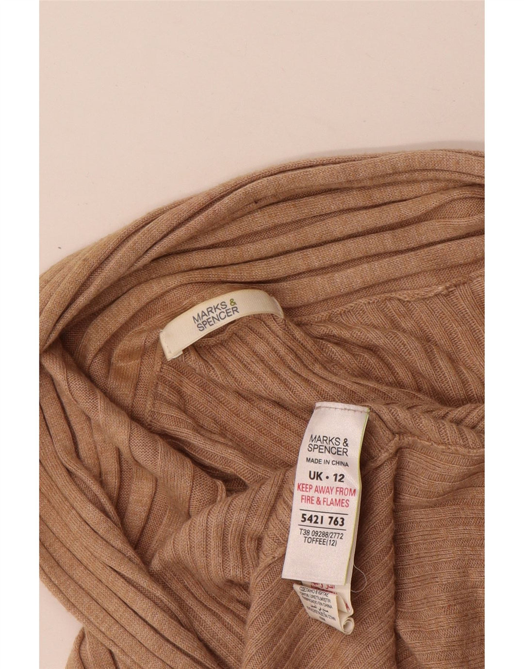 Marks & Spencer Pull cardigan asymétrique pour femme UK 12 Marron moyen