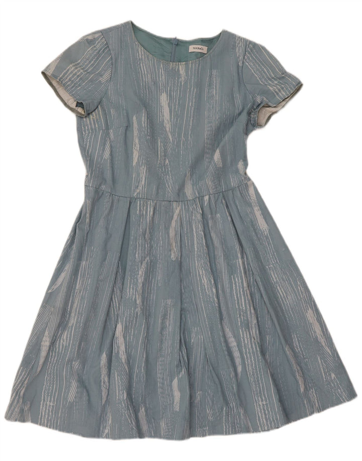 Max & Co. Robe trapèze pour femme UK 42 en acétate moucheté bleu moyen