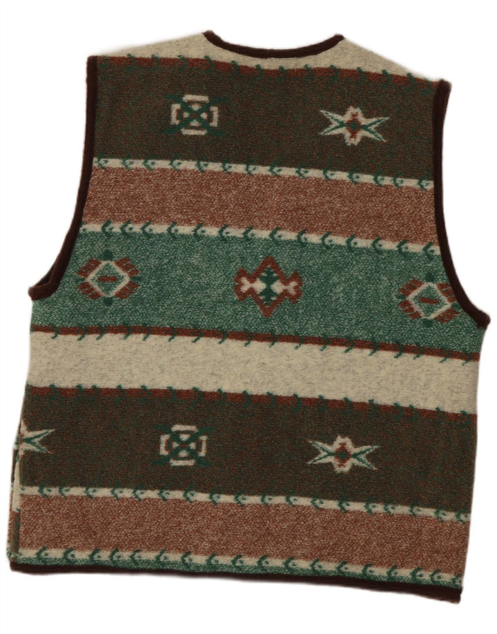 vintage Mens Gilet UK 38 Moyen Polyester Géométrique Multicolore
