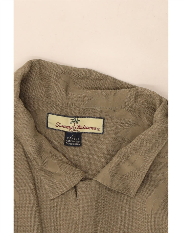 Tommy Hilfiger Chemise à manches courtes à motif abstrait pour homme XL Kaki Soie