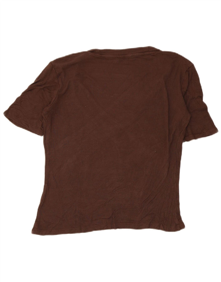 Zara T-Shirt Femme UK 12 Marron Moyen
