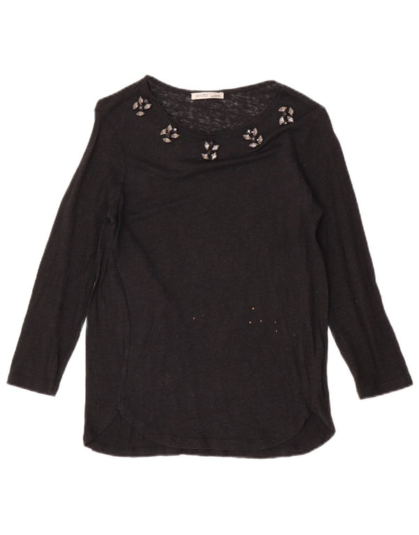 Zara Haut à manches 3/4 pour femme UK 10 Small Noir