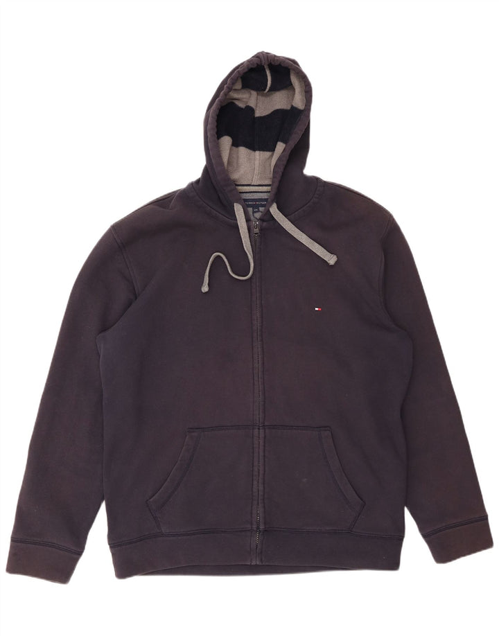 TOMMY HILFIGER Pull à capuche zippé pour homme 2XL Bleu marine Coton