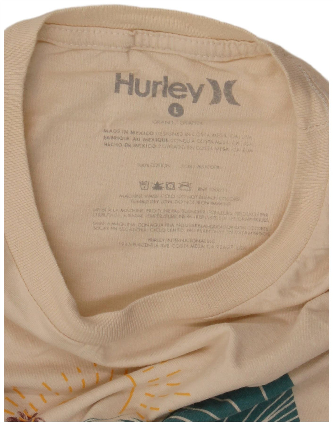 Hurley T-shirt graphique pour homme en coton blanc cassé