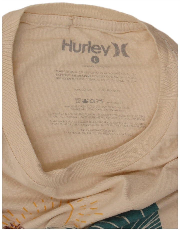 Hurley T-shirt graphique pour homme en coton blanc cassé