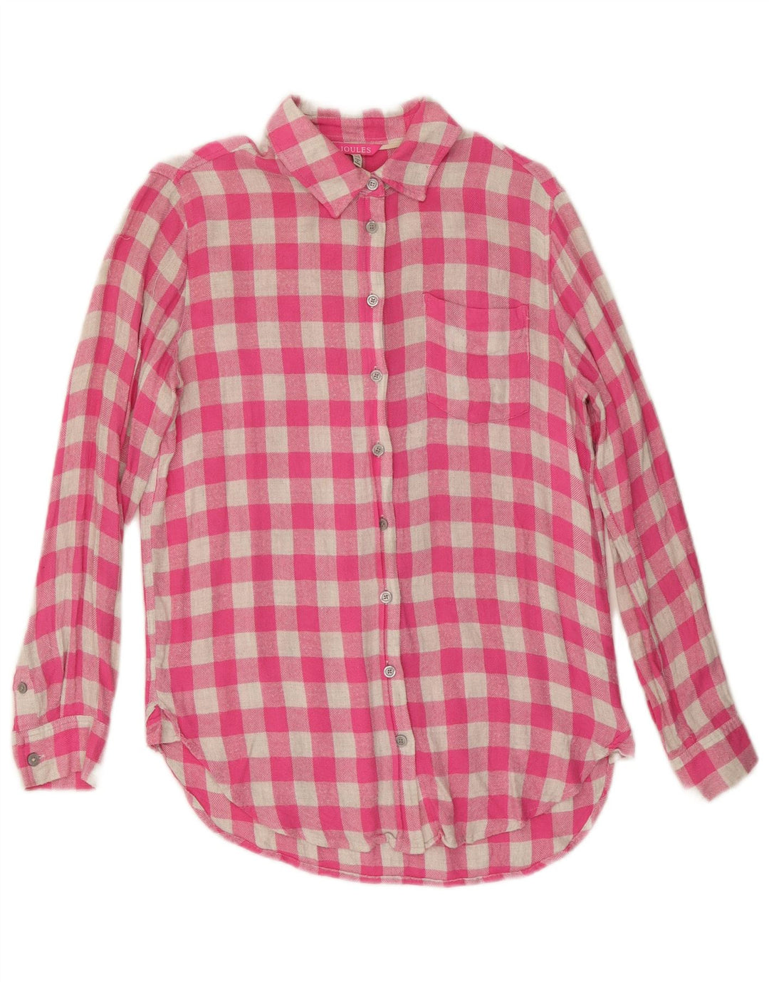 Joules Chemise surdimensionnée en flanelle pour femme UK 10 Petite viscose vichy rose