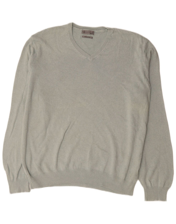 Marks & Spencer Pull col V pour homme 2XL Gris Coton