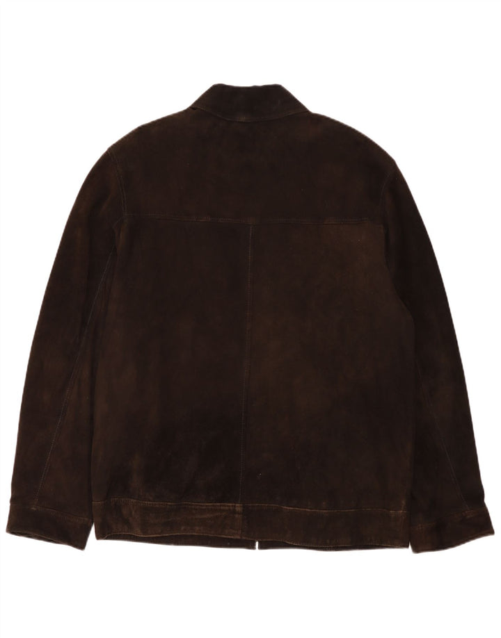 vintage Mens Suede Bomber Jacket UK 40 Grand Cuir Brun