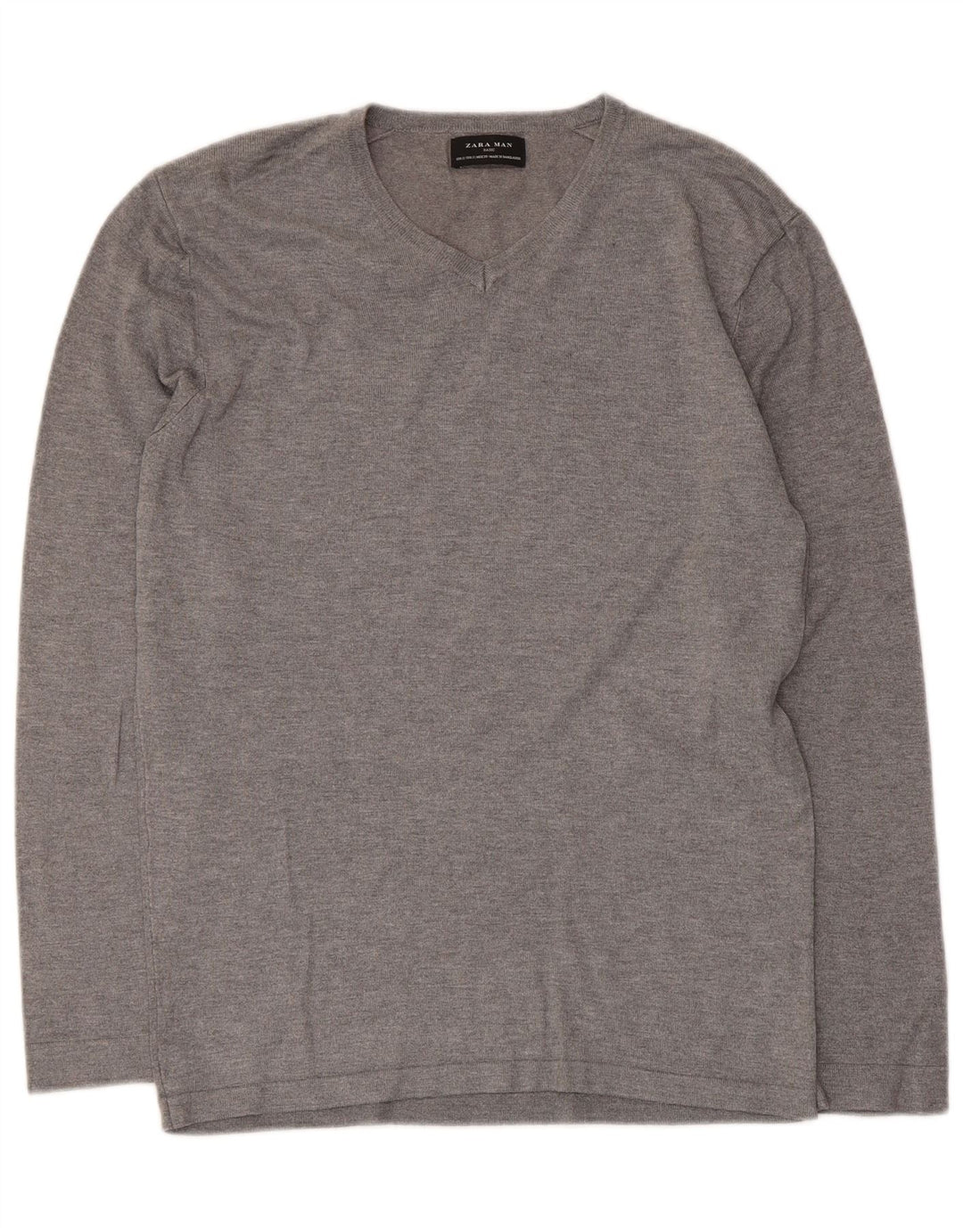 Zara Pull Col V Homme Petit Gris Viscose