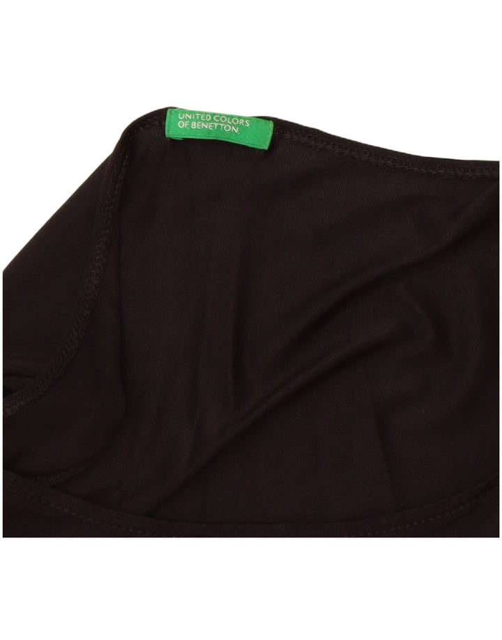 Benetton Femme Blouse Sans Manches Top UK 44 Medium Noir Polyamide
