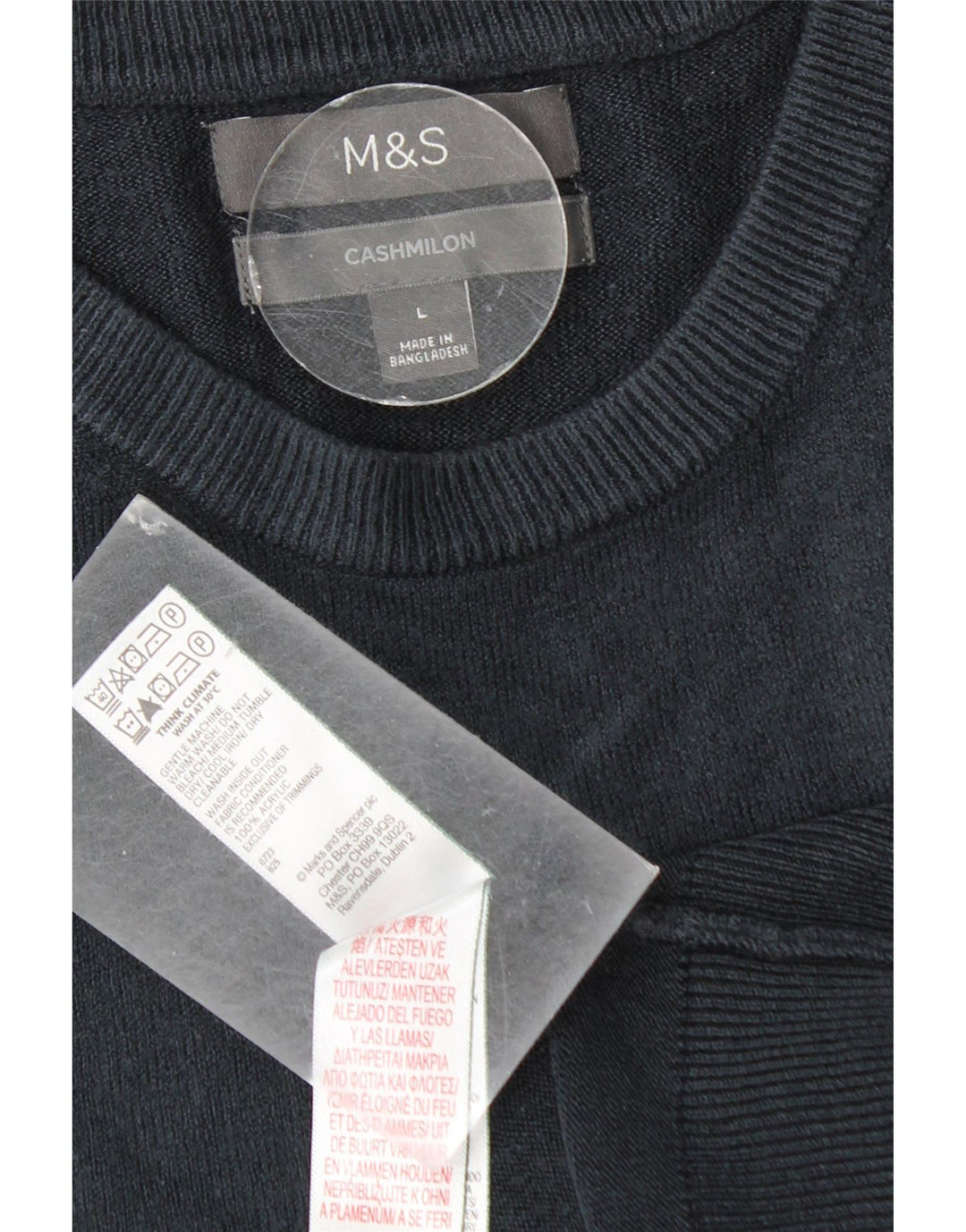 Marks & Spencer Pull col rond pour homme en acrylique bleu marine Taille L