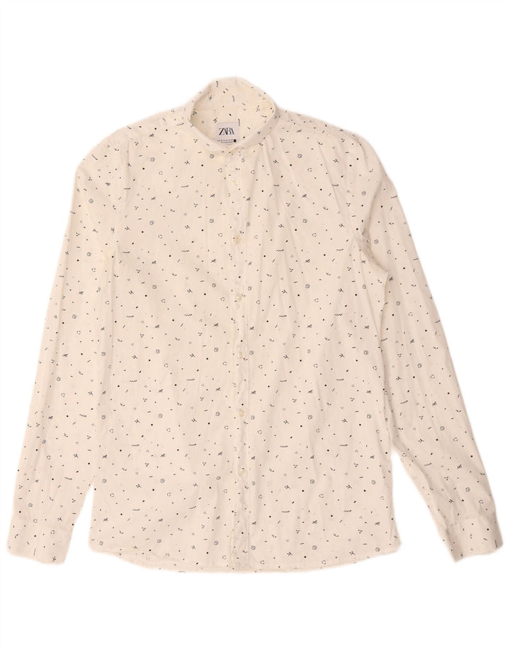 Zara Homme Chemise Super Slim Fit à Motif Abstrait Petit Blanc