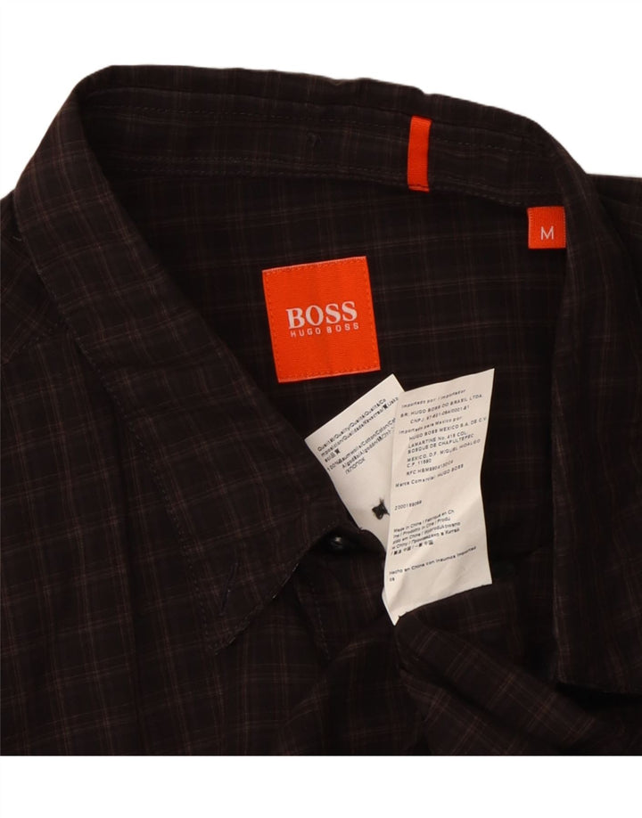 HUGO BOSS Chemise en coton à carreaux marron moyen |