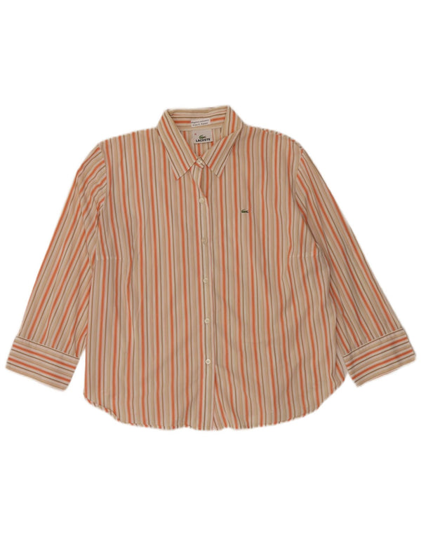 Lacoste Chemise Femme Taille 46 XL Beige Pinstripe Coton