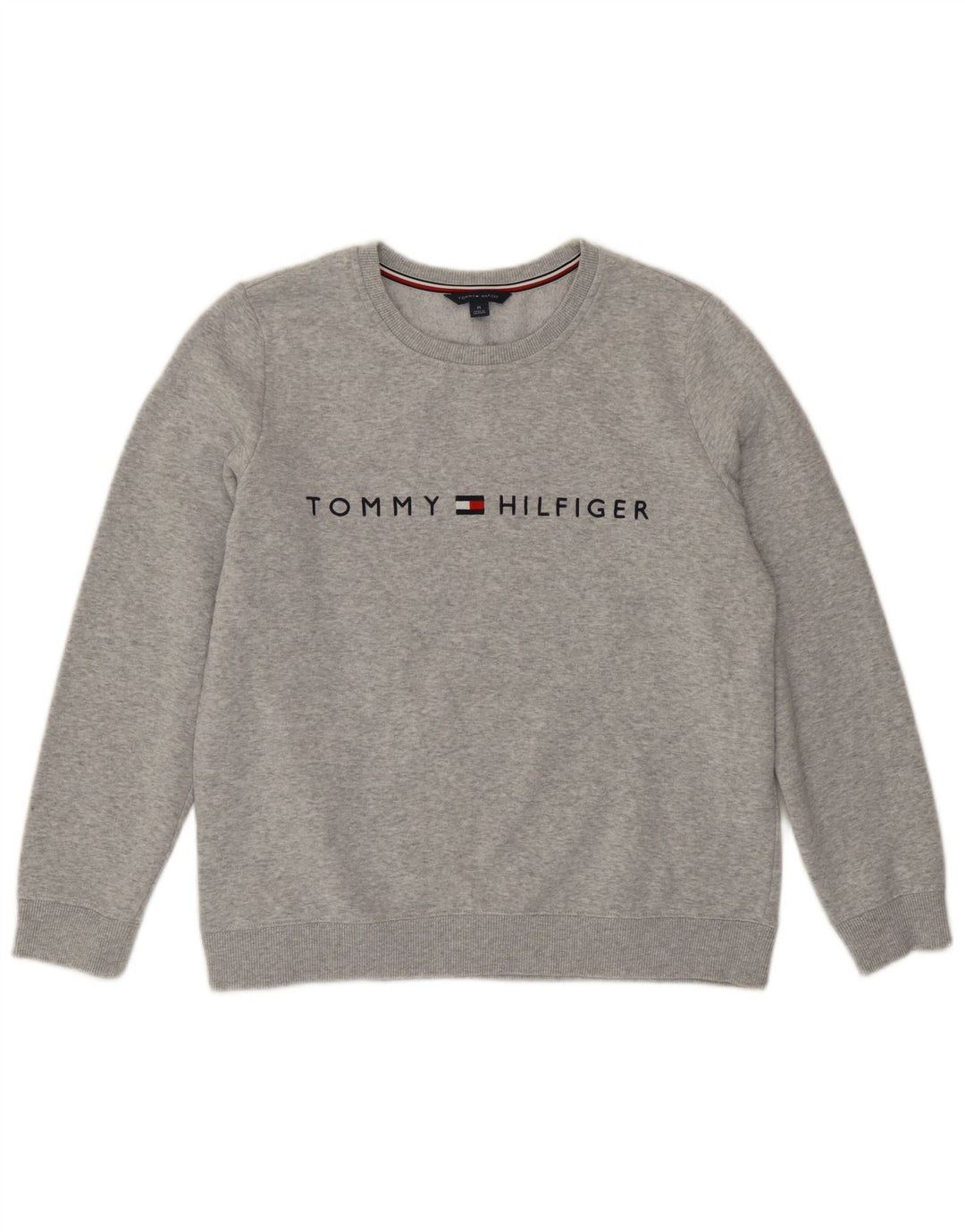 Tommy Hilfiger Sweat-shirt graphique pour femme UK 14 Gris moyen moucheté