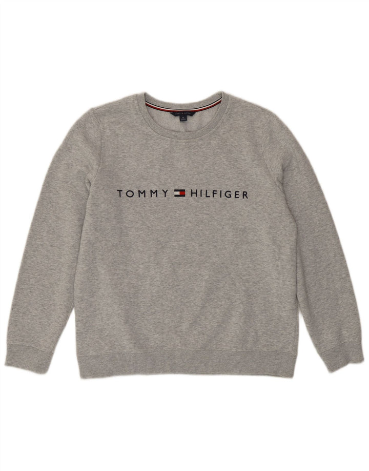 Tommy Hilfiger Sweat-shirt graphique pour femme UK 14 Gris moyen moucheté